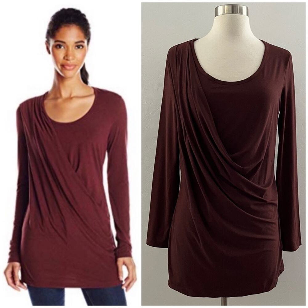 Merrell Top Women's Small Evoke Select Wick Draped Jersey Tunic Long Sleeve NEW